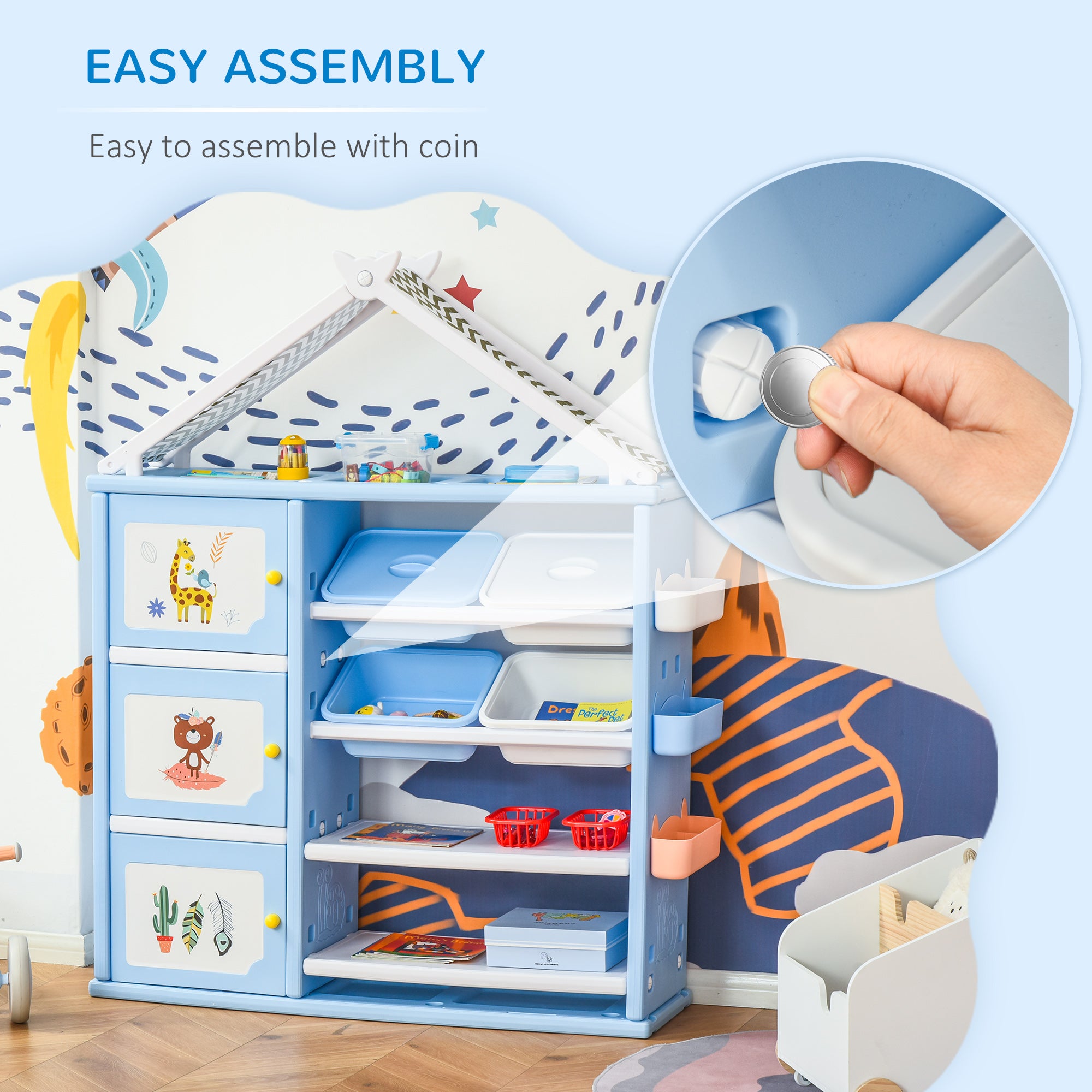 Kids Toy Storage Organizer with 4 Bins