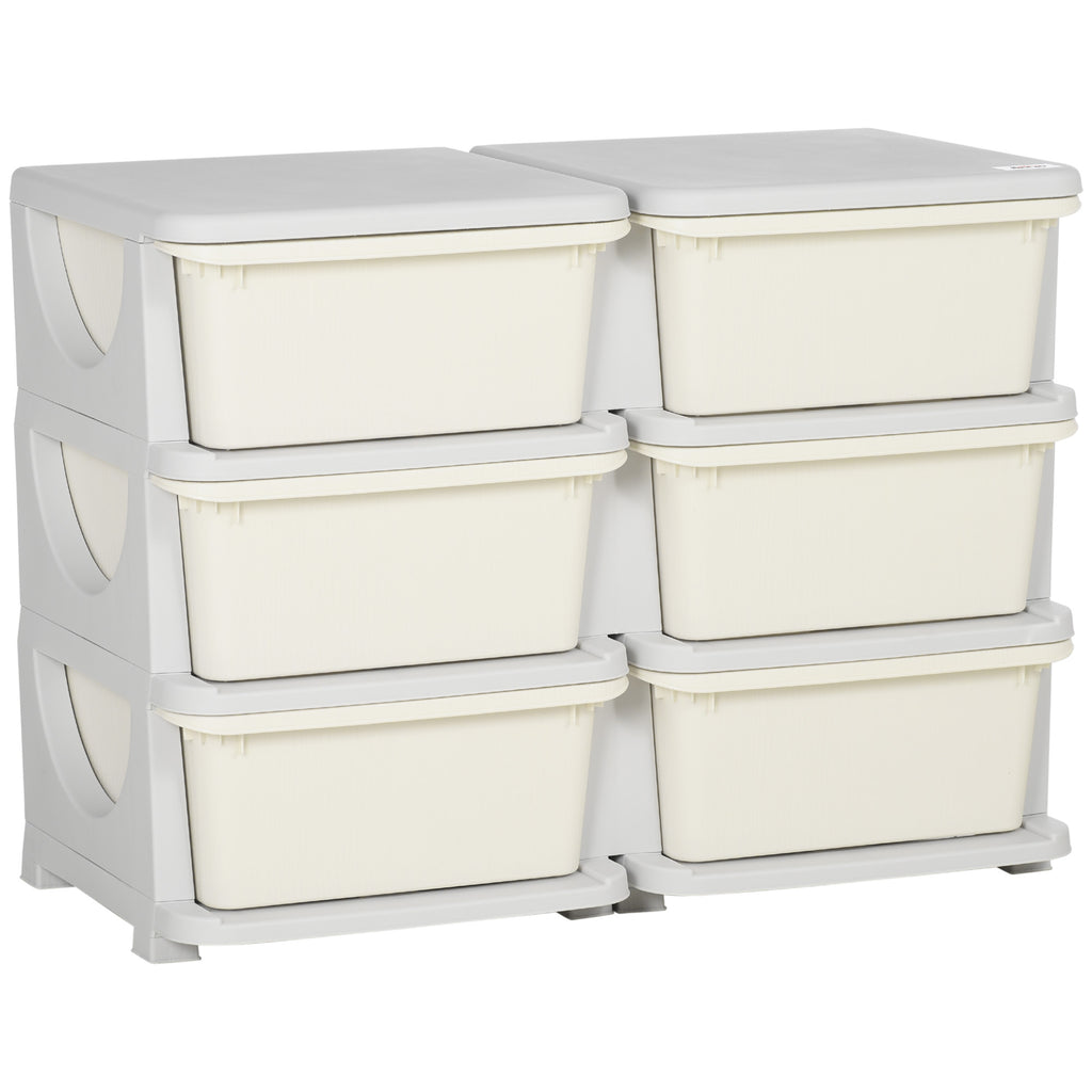 Kids Storage Unit, With Six Drawers - Cream
