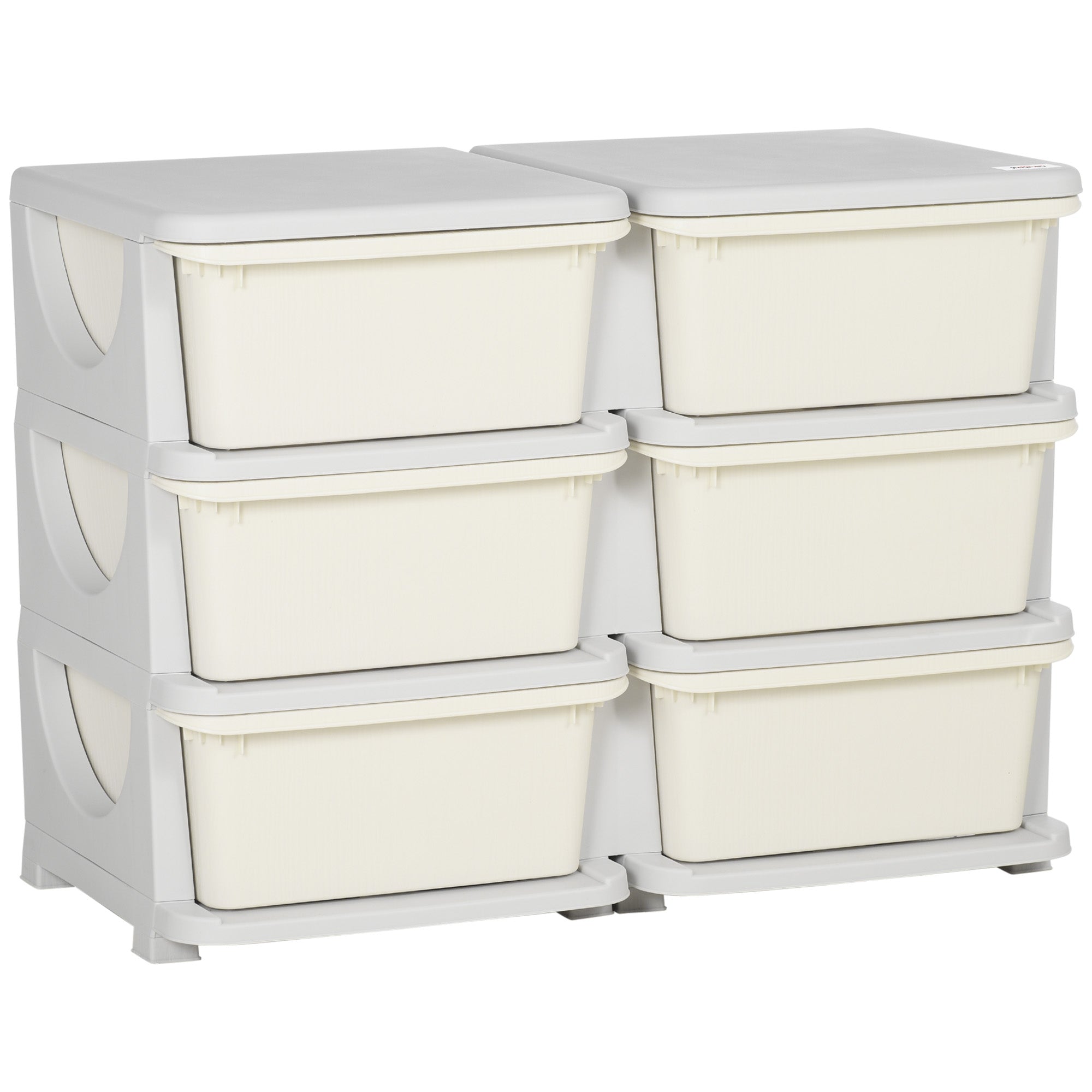 Kids Storage Unit, With Six Drawers - Cream