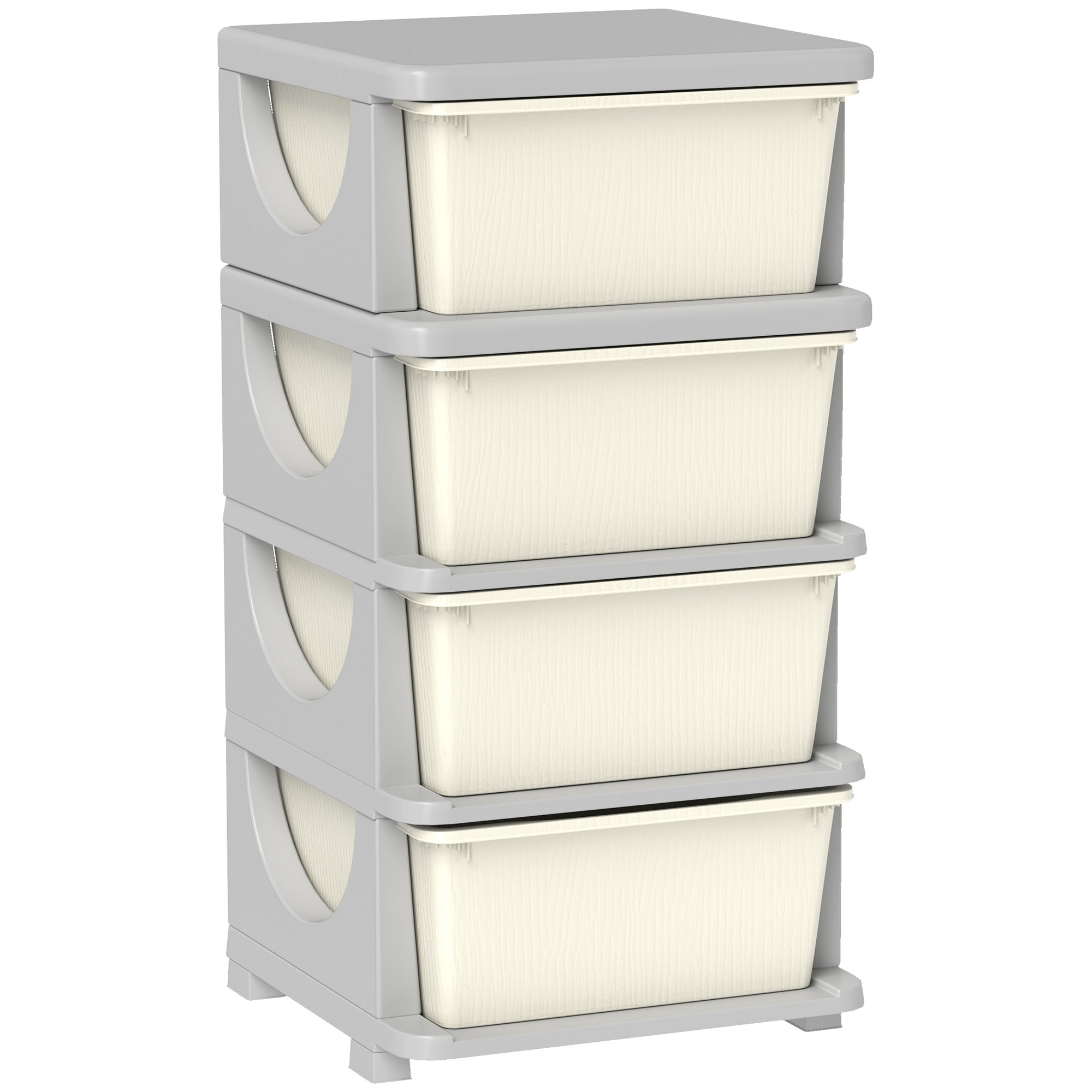 Four-Tier Kids Storage Boxes, With Four Drawers - White