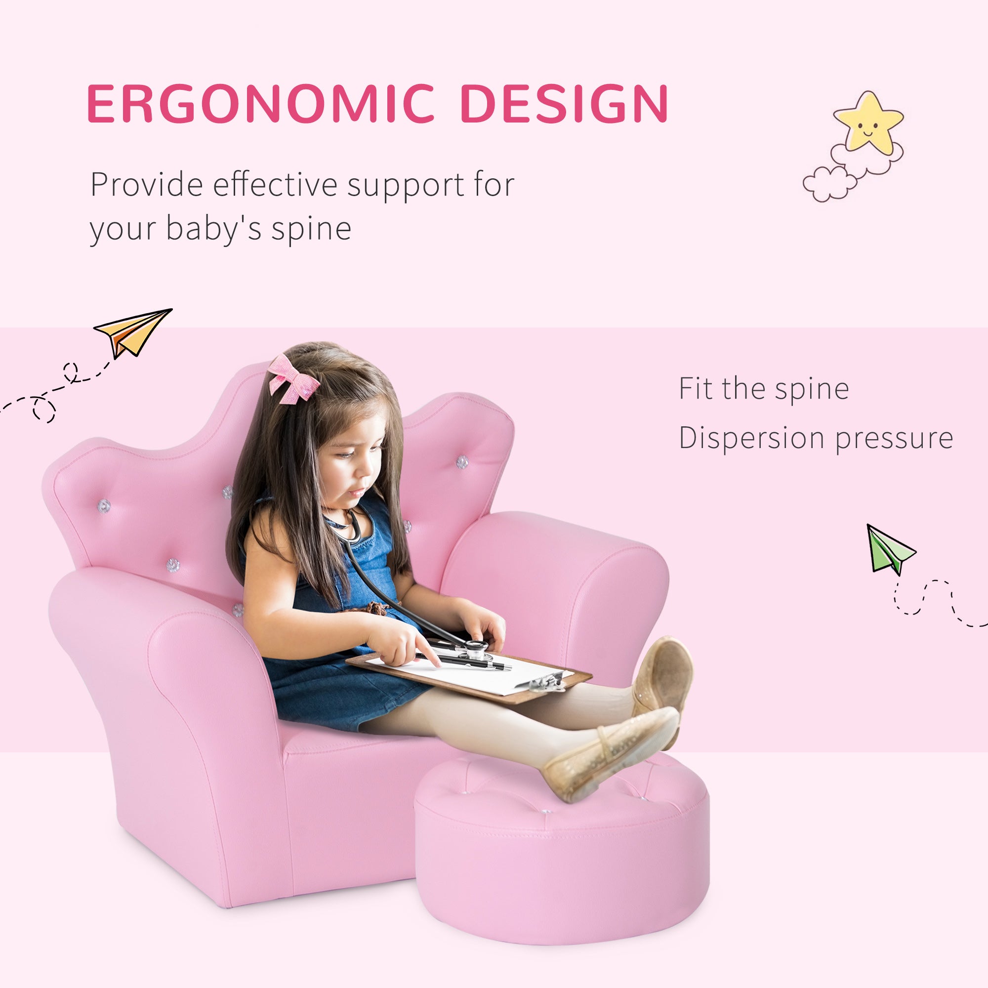 Kids Sofa Set with Footstool